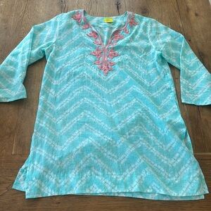 Roller Rabbit Cotton Embroidered Swim Cover-Up Tunic